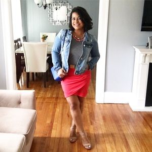 dark red orange skirt